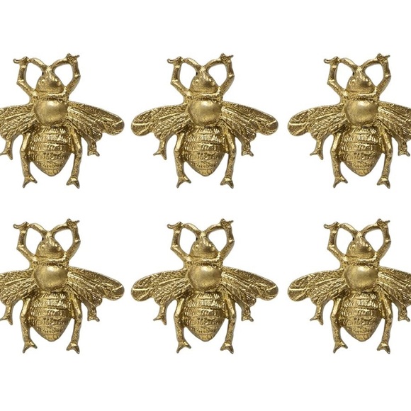 🐝Set of 6 Antique Gold Bee Cabinet Knobs - Picture 2 of 9